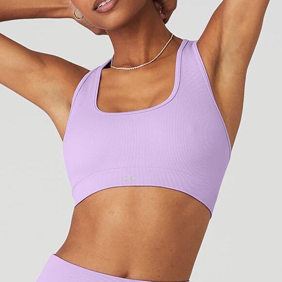 Alo Yoga Seamless Ribbed Bra Violet size small - Picture 1 of 5